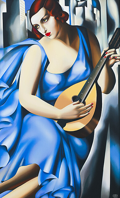 Femme bleue a la guitare