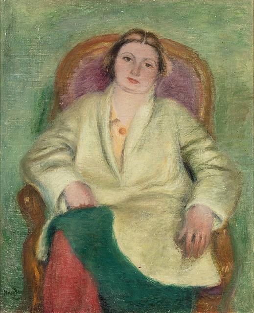 Portret kobiety w czerwonych pończochach, 1941/1942