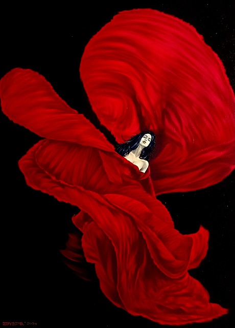 Karmonowa z cyklu Loie Fuller, 2024