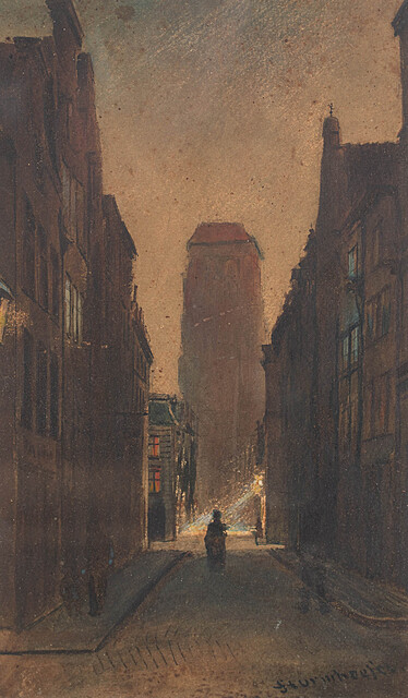 Gdańsk. Ulica złotników nocą, ok. 1890 r.