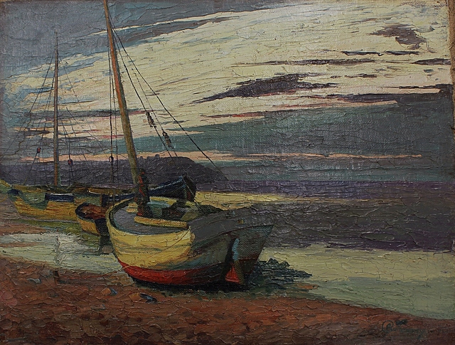 Łodzie rybackie na brzegu (1935)