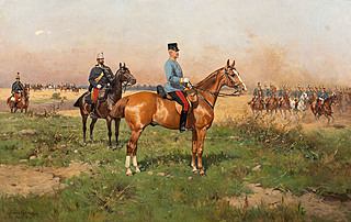 Generał książę Leopold von Croy w stroju konnym na manewrach, 1888