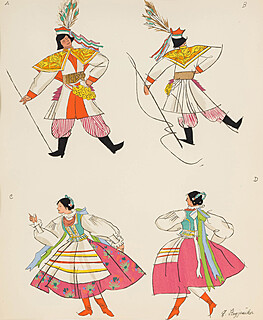 Stroje krakowskie, plansza nr 2 z teki Polish Peasants' Costumes, 1939 r.