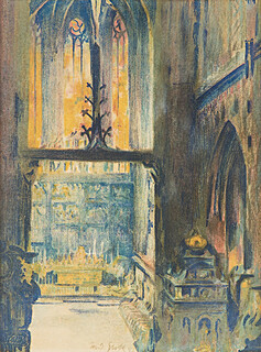 Wnętrze Kościoła Mariackiego w Krakowie, 1911 r.