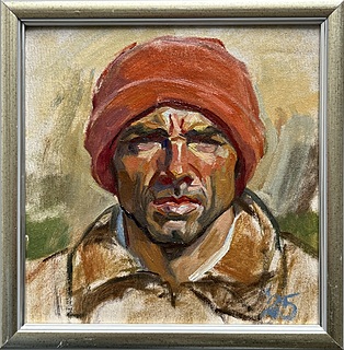 Autoportret w czerwonej czapce, 2025
