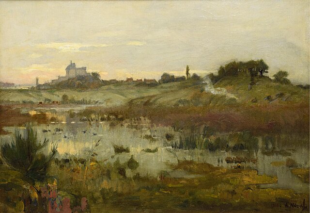 Pejzaż z zabudowaniami w tle, 1916