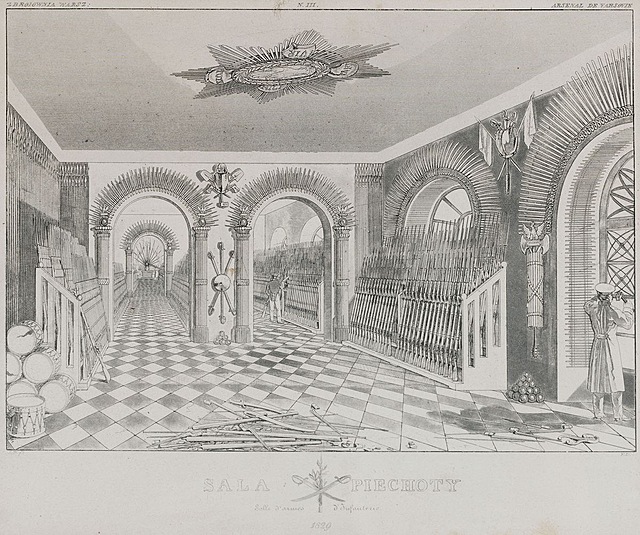 SALA PIECHOTY W ARSENALE WARSZAWSKIM, 1829