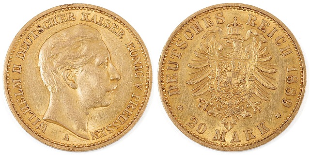 20 MAREK, 1889, Prusy, Berlin, A, Wilhelm II