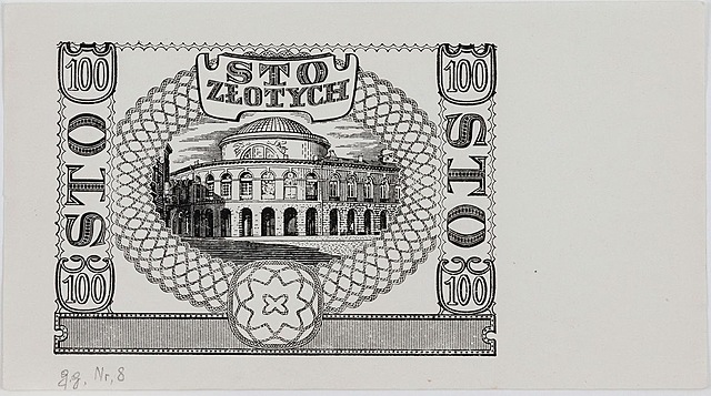 100 ZŁ, 1940, czarnodruk rewersu