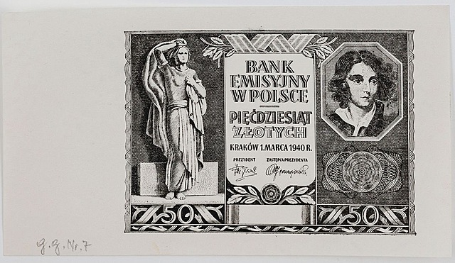50 ZŁ, 1 marca 1940, czarnodruk awersu