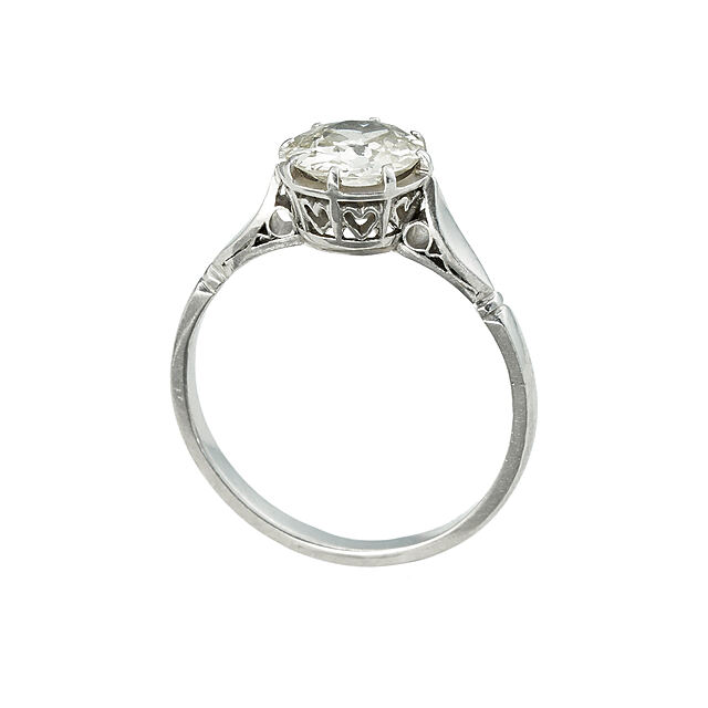 Pierścionek Art Déco z diamentem ~1,07 ct w oprawie z platyny