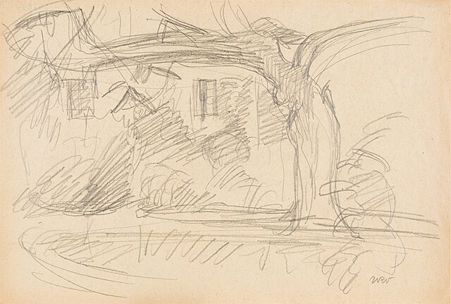 Stary orzech przy domu w Kalwarii, 1916