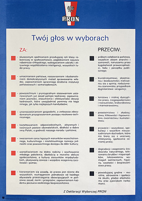 PRON. Twój głos w wyborach (za i przeciw), 1985