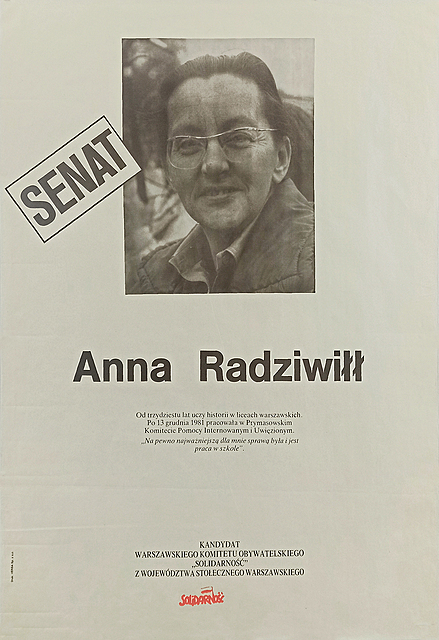 Plakt wyborczy: Anna Radziwiłł, 1989