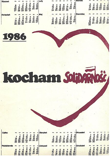 Kalendarz. Kocham Solidarność, 1986