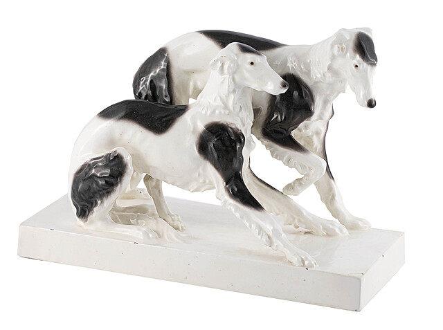 Figura pary chartów, proj. Wilhelm Bormann (Beaume), Goldscheider, l. 1912–1920