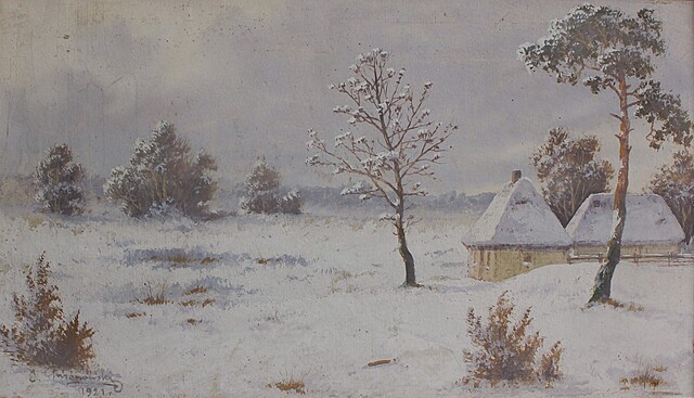 Pejzaż zimowy [Chaty], 1921