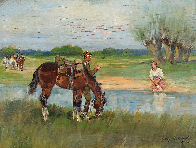 "Ułan z dziewczyną - spotkanie nad rzeką" (1953)