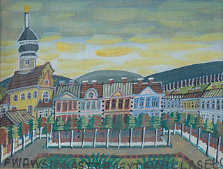 PEJZAŻ MIEJSKI Z SYNAGOGĄ, ok. 1955
