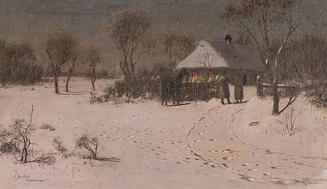 W ZIMOWĄ NOC PRZED CHATĄ, 1885