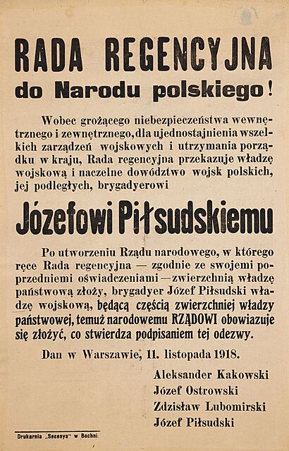 ODEZWA RADY REGENCYJNEJ, 11.11.1918