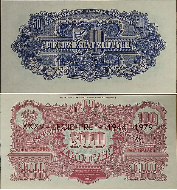 BANKNOTY PRL, 1944, Emisja pamiątkowa 1979 z oryginalnych klisz