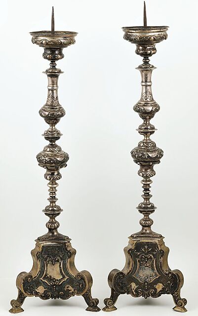 PARA BAROKOWYCH LICHTARZY OŁTARZOWYCH, Polska, Lwów (?), 1738
