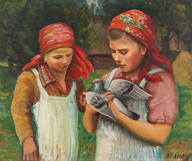 Dziewczynki z gołabkiem