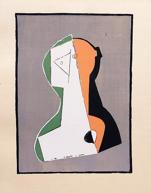 Kompozycja kubistyczna [pochoir ręcznie kolorowany gwaszem], 1929