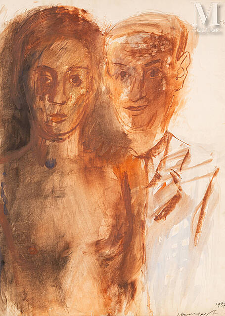 Autoportret artysty z modelką, 1937