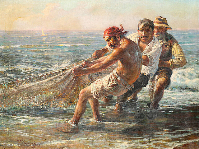 Rybacy ciągnący sieci, 1951