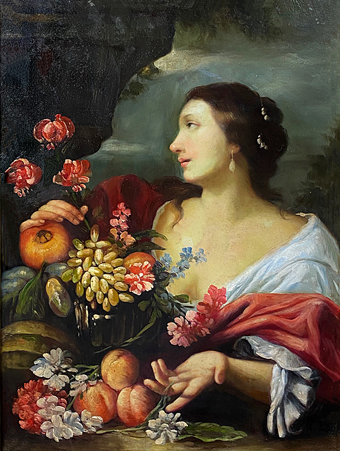 Kobieta z koszem owoców i kwiatami, 1896 r. 