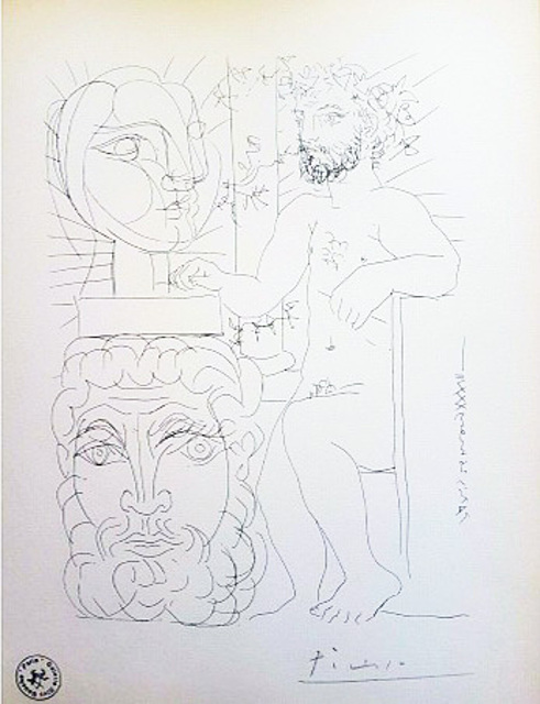 Trzech aktorów Sculpteur et Deux Têtes sculptées, from La Suite Vollard, wyd. 1956