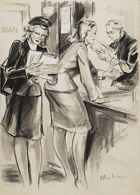 Atrakcyjna listonoszka w redakcji, 1943