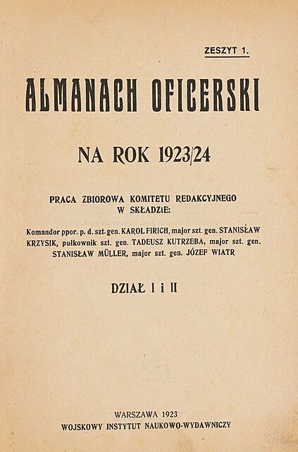 ALMANACH OFICERSKI NA ROK 1923/24