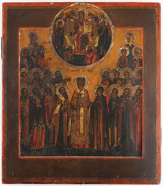 IKONA, SOBÓR ŚWIĘTYCH, szkoła jarosławska, XVIII / XIX w.