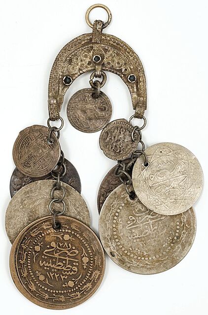 LUNULA Z MONETAMI TURECKIMI, Palestyna, XIX w.