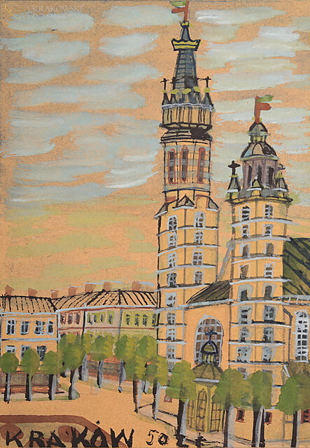 "Kraków - widok na kościół Mariacki"