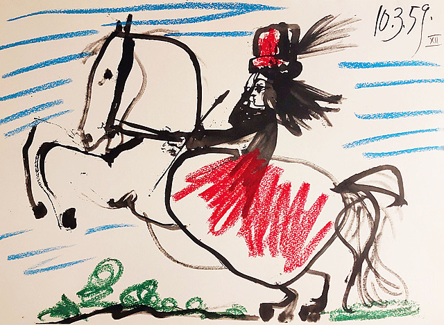 "Jacqueline on Horseback" Z cyklu "Toros y Toreros", 1961