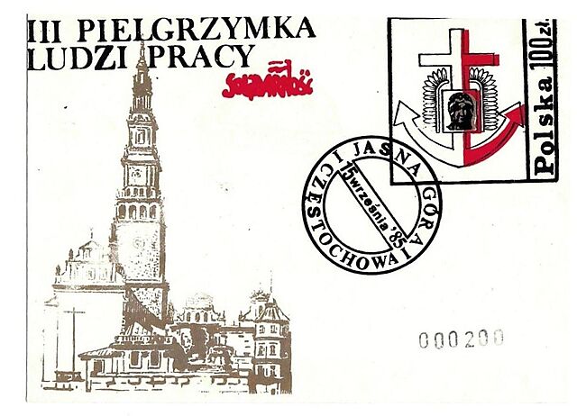 Koperta z lat 80. III Pielgrzymka ludzi Pracy, SOLIDARNOŚĆ