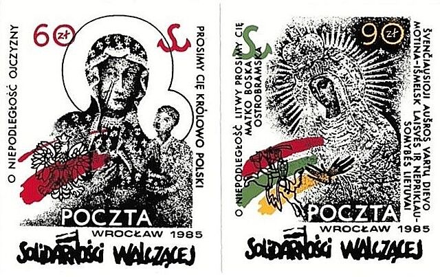 Zestaw dwóch znaczków Solidarności Walczącej