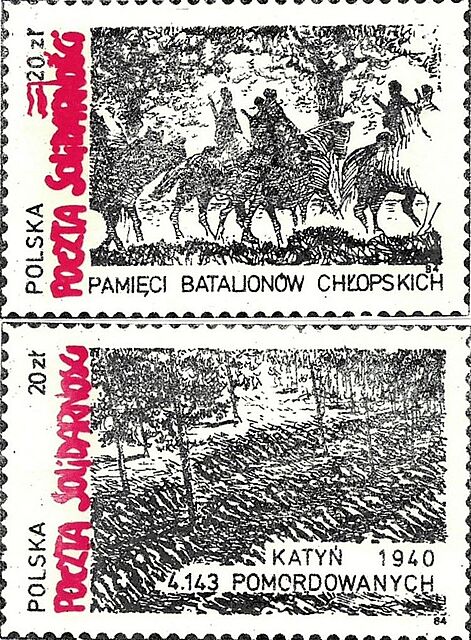 Zestaw dwóch znaczków: Poczta Solidarności