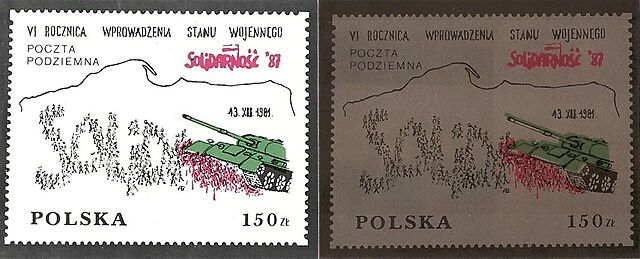 Zestaw dwóch znaczków Poczty Podziemnej