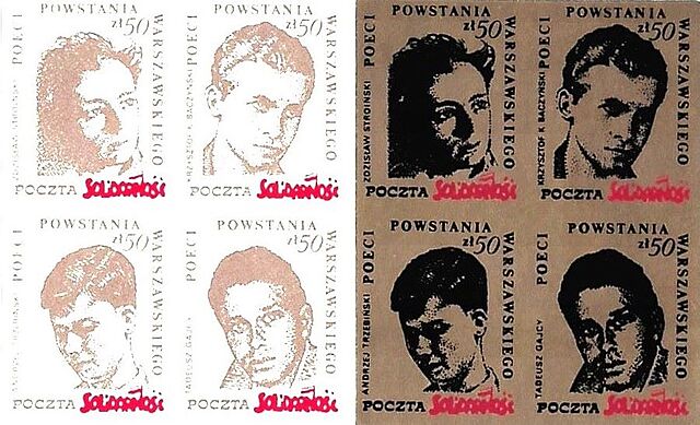 Zestaw 8 znaczków. "Poeci Powstania Warszawskiego"', Poczta Solidarność