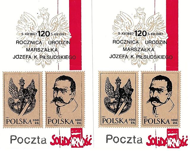 Zestaw czterech znaczków Poczty Solidarności, oraz Poczty Kraków