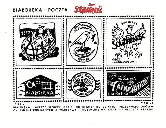 Zestaw sześciu znaczków: Białołęka - Poczta Solidarność