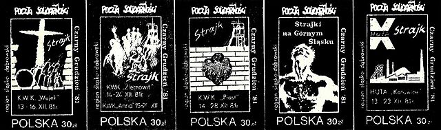 Zestaw pięciu znaczków: Strajki na Górnym Śląsku