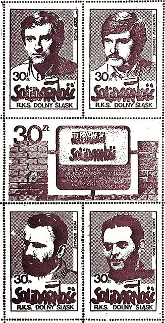 Zestaw pięciu znaczków: Solidarność Dolny Śląsk