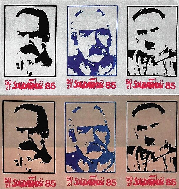 Zestaw sześciu znaczków: Józef Piłsudski 5.12.1867 - 12.05.1935
