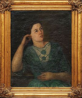 DAMA W ZIELONEJ SUKNI, poł. XIX w.